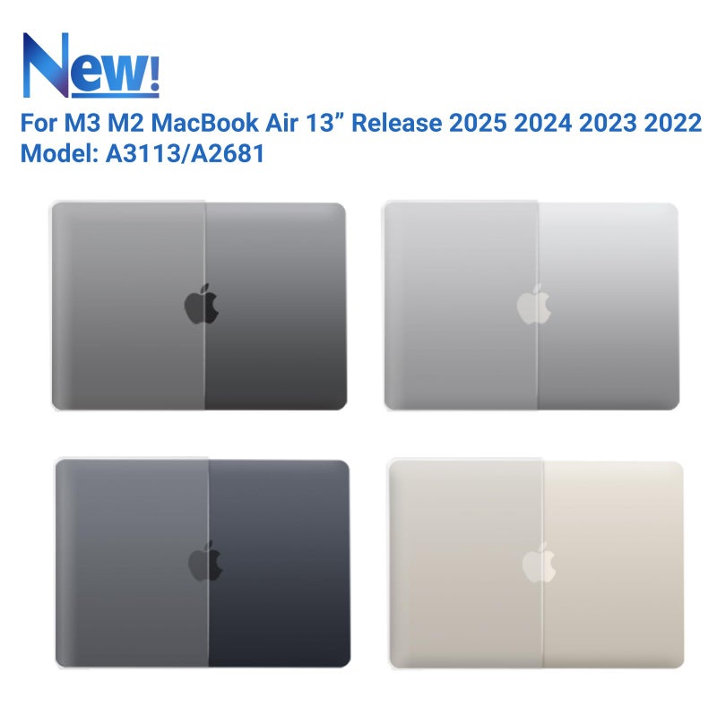 آي بينزر IBenzer متوافق مع حافظة 2025 2024 2023 2022 MacBook Air 13 بوصة M4 A3240 M3 A3113 M2 A2681 حافظة صلبة وغطاء لوحة مفاتيح وشاشة فيلم ونوع C لجهاز Mac Air 13.6 شفاف AT13-KK-CL+2TC - Image 4